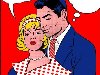 Lovers - Pop art vector painting of a man and a woman in love. 